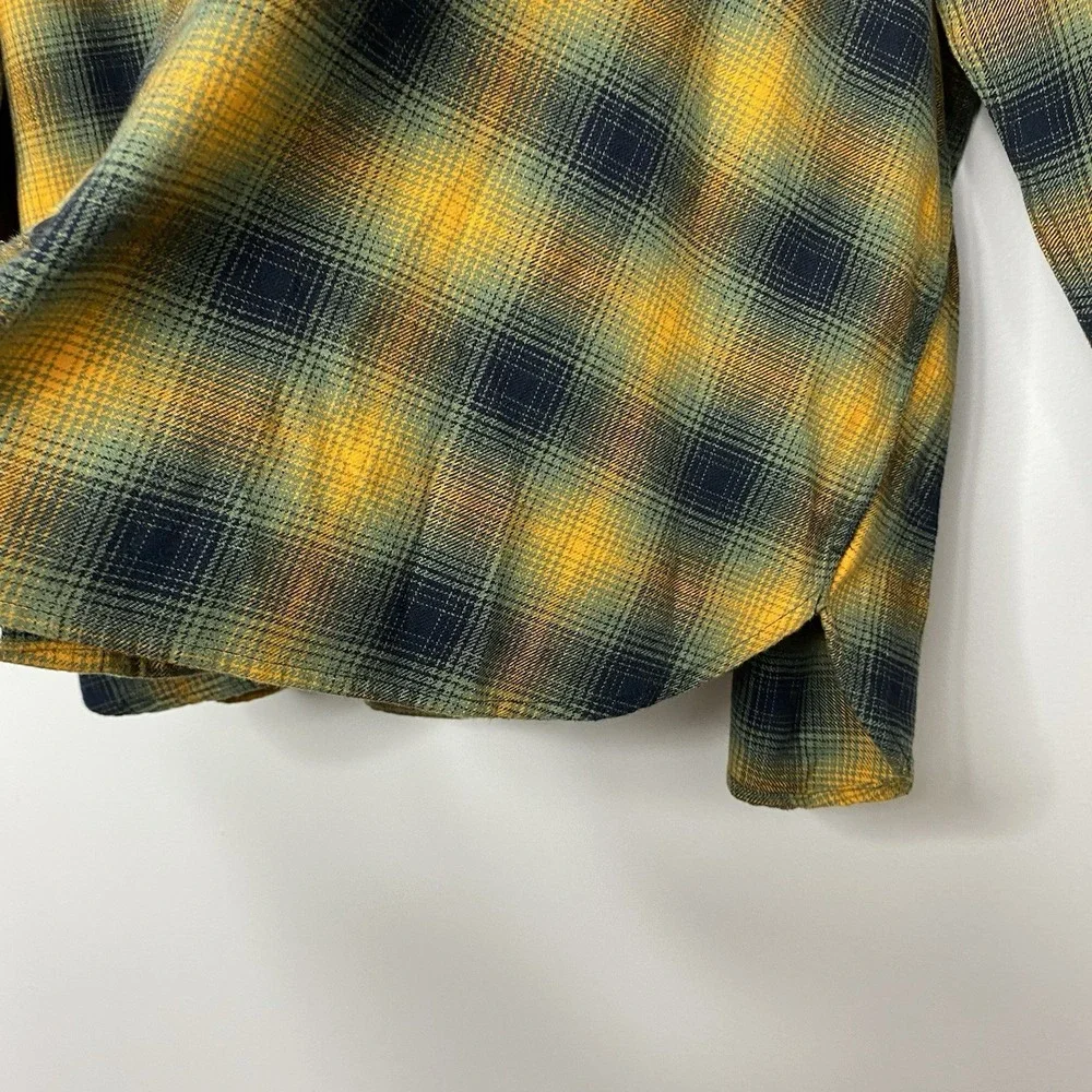 Levis Mens 3XL Flannel Button Up Shirt The Worker Relaxed Fit Plaid Orange Multi